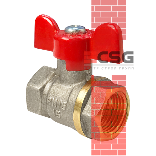 Кран шаровой латунь никель Ду15 Ру40 ВР/НР полнопроходной рычаг  Dist Н121Р арт.1214355CDEK